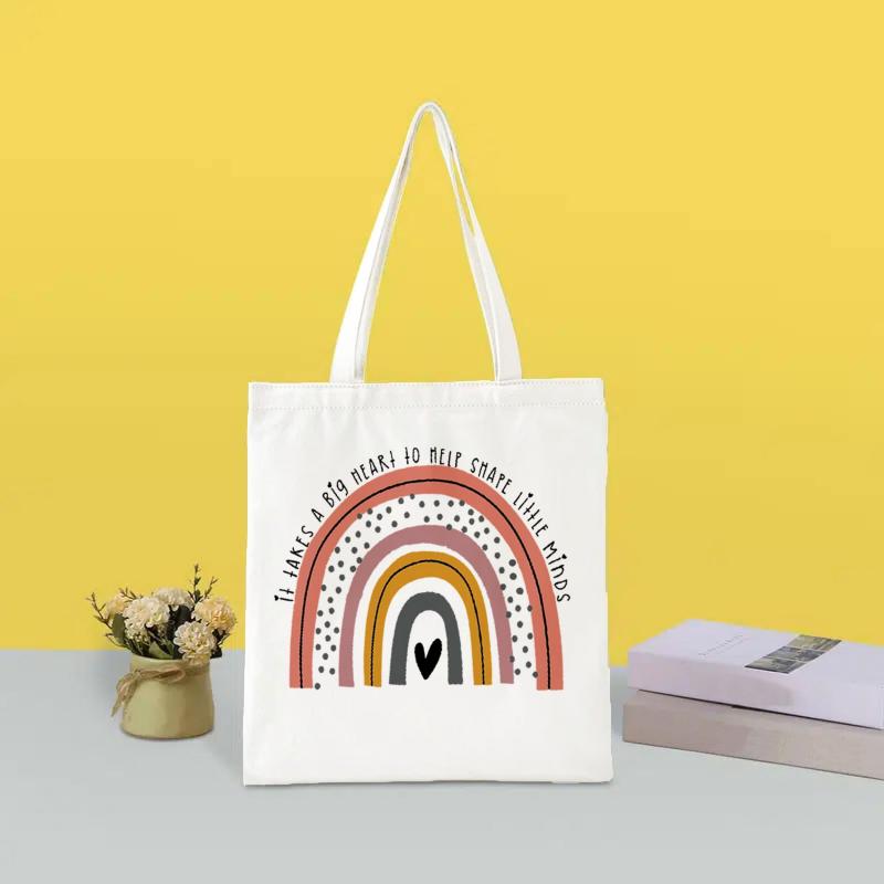 Cartoon Pattern Canvas Bag Shoulder Bag Reusable Shopper Bag