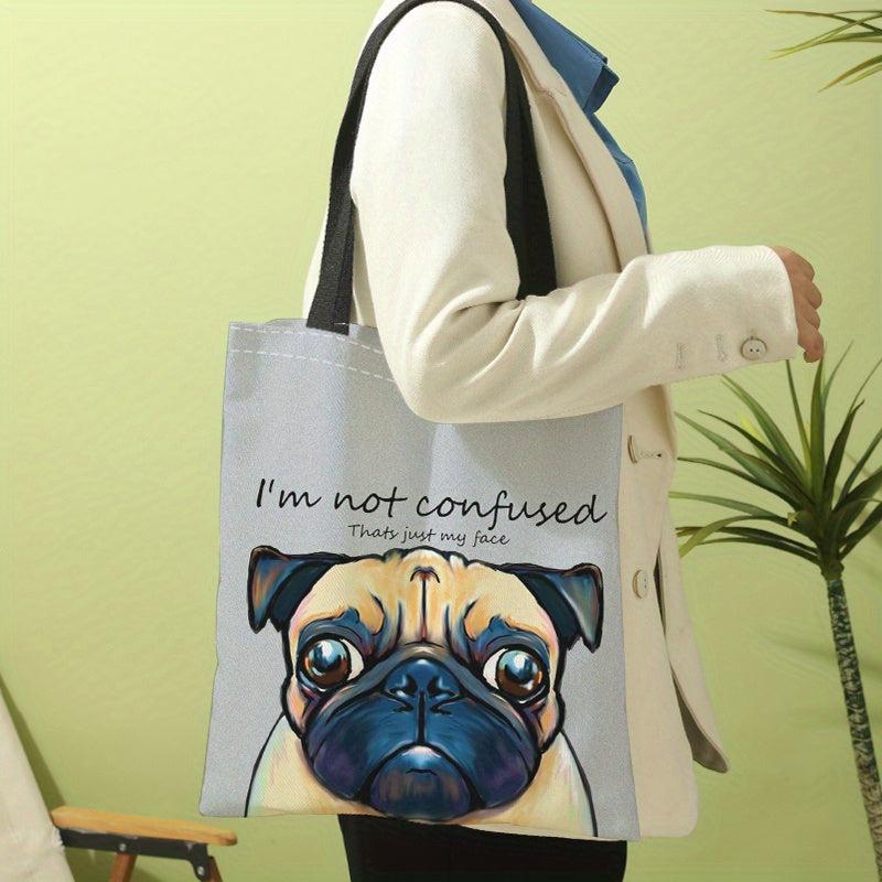 Dog Print Shoulder Bag Lightweight Storage Bag Versatile Shopper Bag
