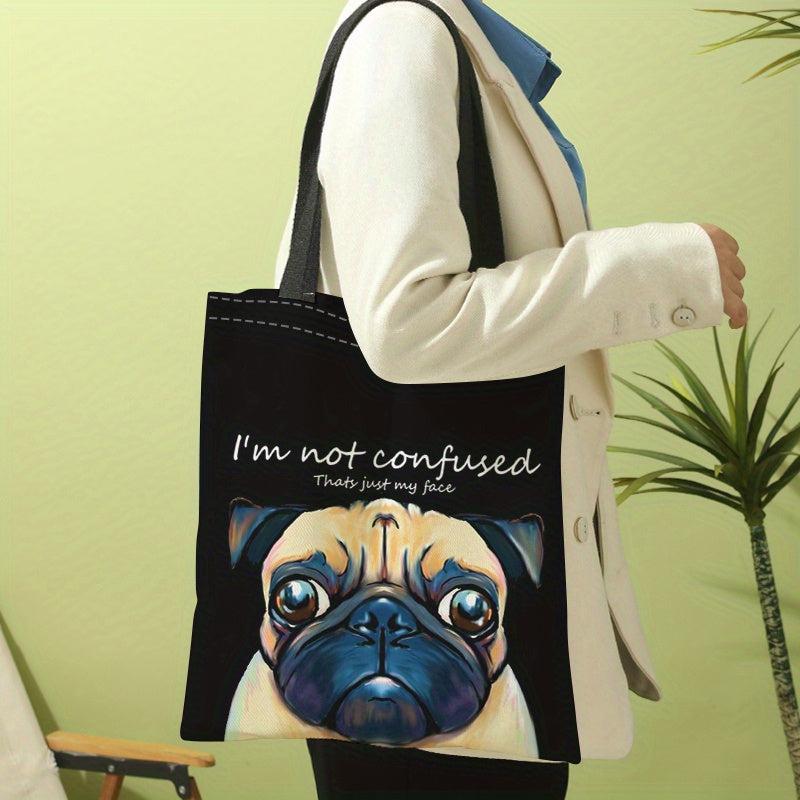 Dog Print Shoulder Bag Lightweight Storage Bag Versatile Shopper Bag