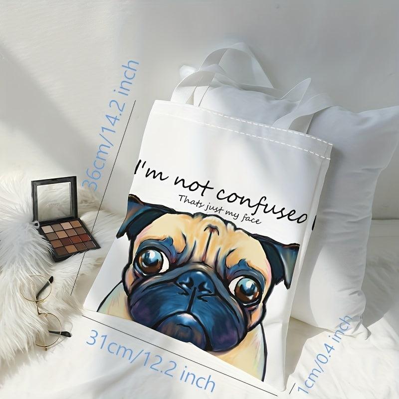 Dog Print Shoulder Bag Lightweight Storage Bag Versatile Shopper Bag