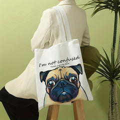 Dog Print Shoulder Bag Lightweight Storage Bag Versatile Shopper Bag