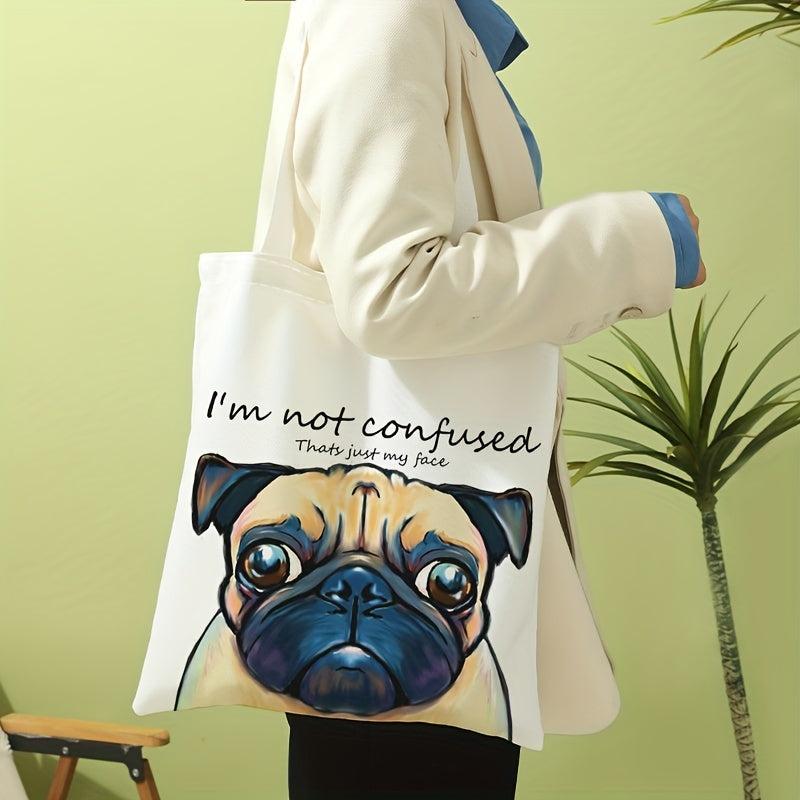 Dog Print Shoulder Bag Lightweight Storage Bag Versatile Shopper Bag