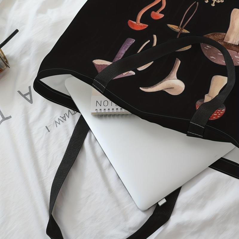 Mushroom Pattern Canvas Shoulder Bag Large Handbag
