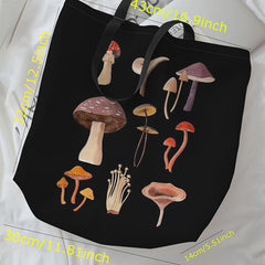 Mushroom Pattern Canvas Shoulder Bag Large Handbag