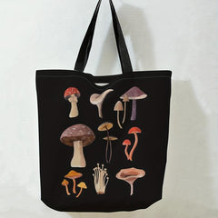 Mushroom Pattern Canvas Shoulder Bag Large Handbag