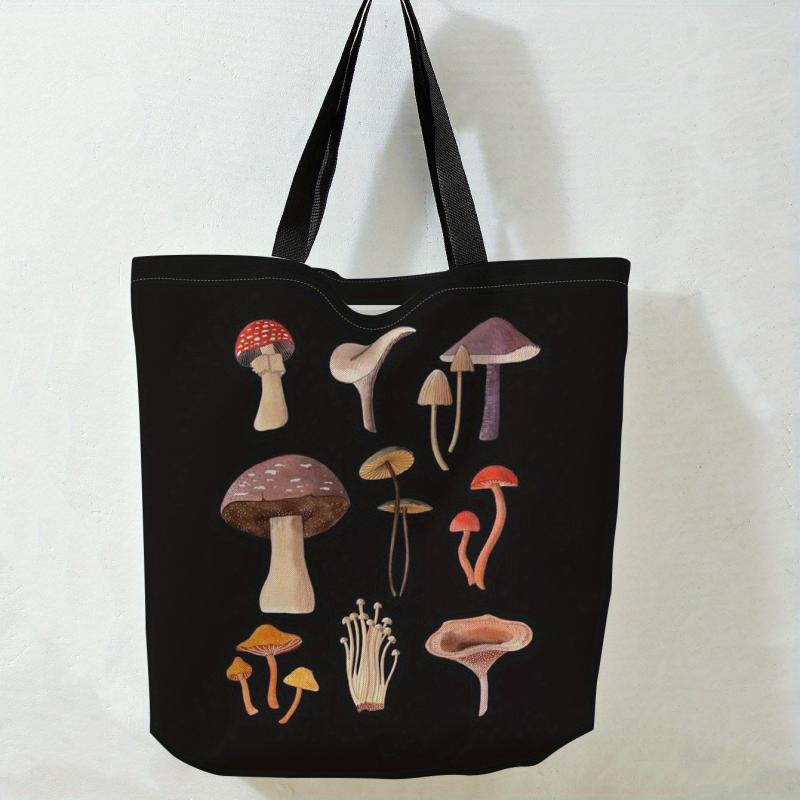 Mushroom Pattern Canvas Shoulder Bag Large Handbag