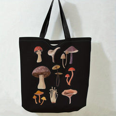 Mushroom Pattern Canvas Shoulder Bag Large Handbag