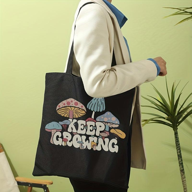 Mushroom Print Canvas Tote Bag Travel Beach Bag