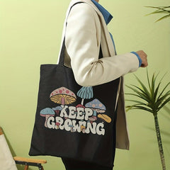 Mushroom Print Canvas Tote Bag Travel Beach Bag
