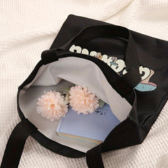 Mushroom Print Canvas Tote Bag Travel Beach Bag