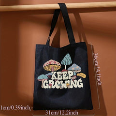 Mushroom Print Canvas Tote Bag Travel Beach Bag