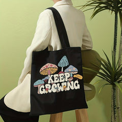 Mushroom Print Canvas Tote Bag Travel Beach Bag