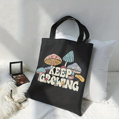 Mushroom Print Canvas Tote Bag Travel Beach Bag