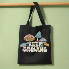 Mushroom Print Canvas Tote Bag Travel Beach Bag