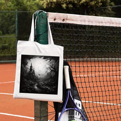 Dark Castle Print Canvas Shoulder Bag Halloween All Match