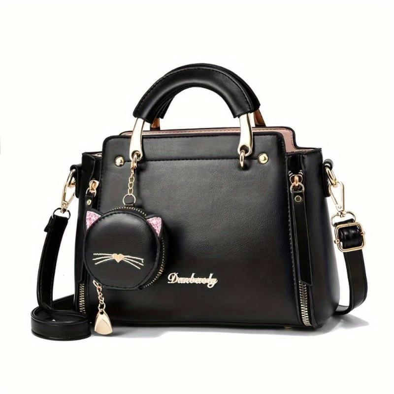 Stylish Letter Decor Hand Satchel Shoulder Bag with Mini Coin Purse