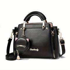 Stylish Letter Decor Hand Satchel Shoulder Bag with Mini Coin Purse