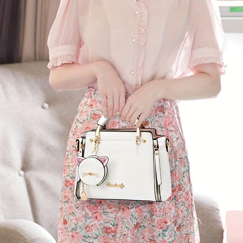 Stylish Letter Decor Hand Satchel Shoulder Bag with Mini Coin Purse
