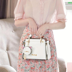 Stylish Letter Decor Hand Satchel Shoulder Bag with Mini Coin Purse