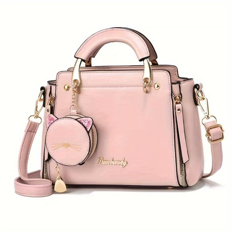 Stylish Letter Decor Hand Satchel Shoulder Bag with Mini Coin Purse