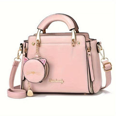 Stylish Letter Decor Hand Satchel Shoulder Bag with Mini Coin Purse