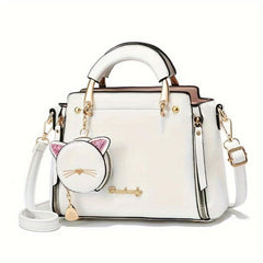Stylish Letter Decor Hand Satchel Shoulder Bag with Mini Coin Purse