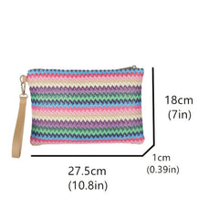 Colorblock Braided Clutch Bag Wristband Coin Purse
