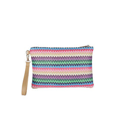 Colorblock Braided Clutch Bag Wristband Coin Purse