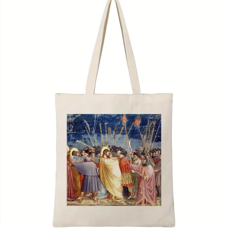 Vintage Kiss Of Judas Print Canvas Bag Lightweight Shoulder Bag