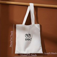 Cartoon Eyes Print Canvas Tote Bag Large Travel Beach Shoulder Bag