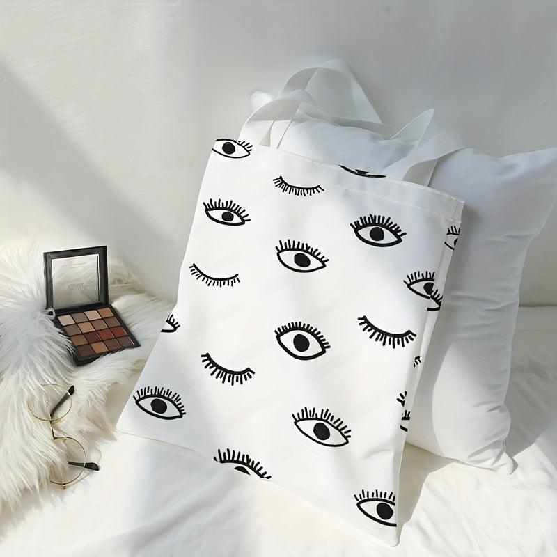 Eyes Print Canvas Tote Bag Large Capacity Shoulder Bag