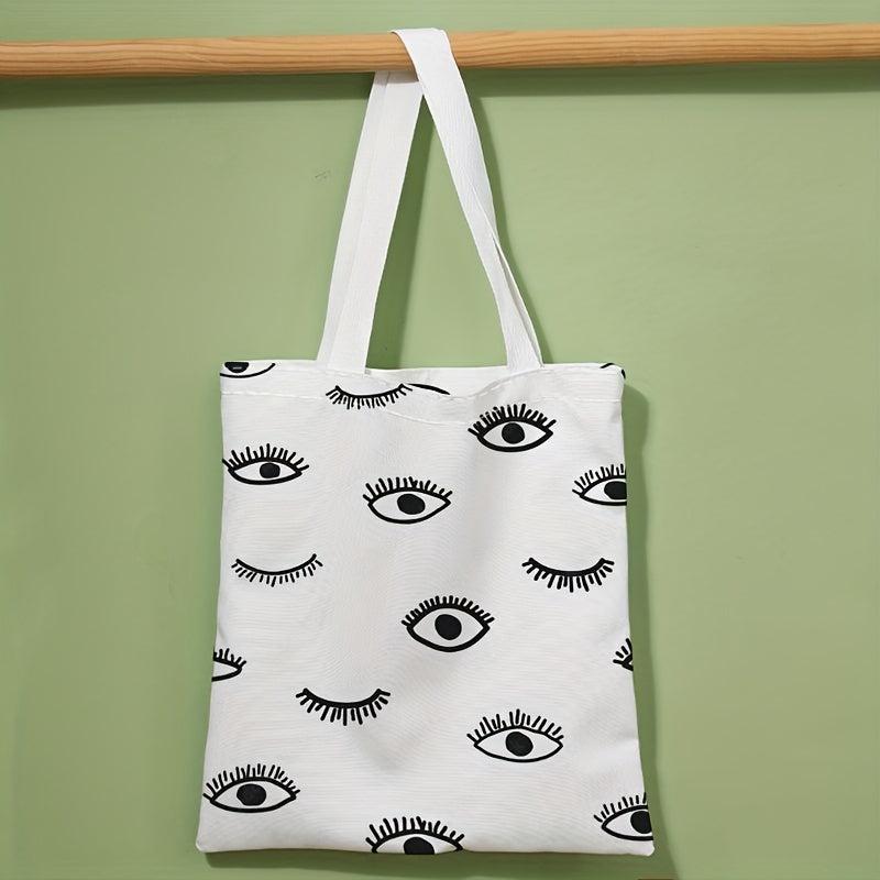 Eyes Print Canvas Tote Bag Large Capacity Shoulder Bag