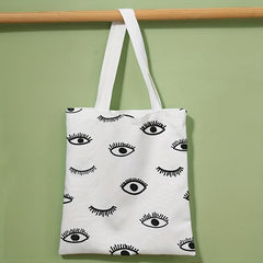 Eyes Print Canvas Tote Bag Large Capacity Shoulder Bag