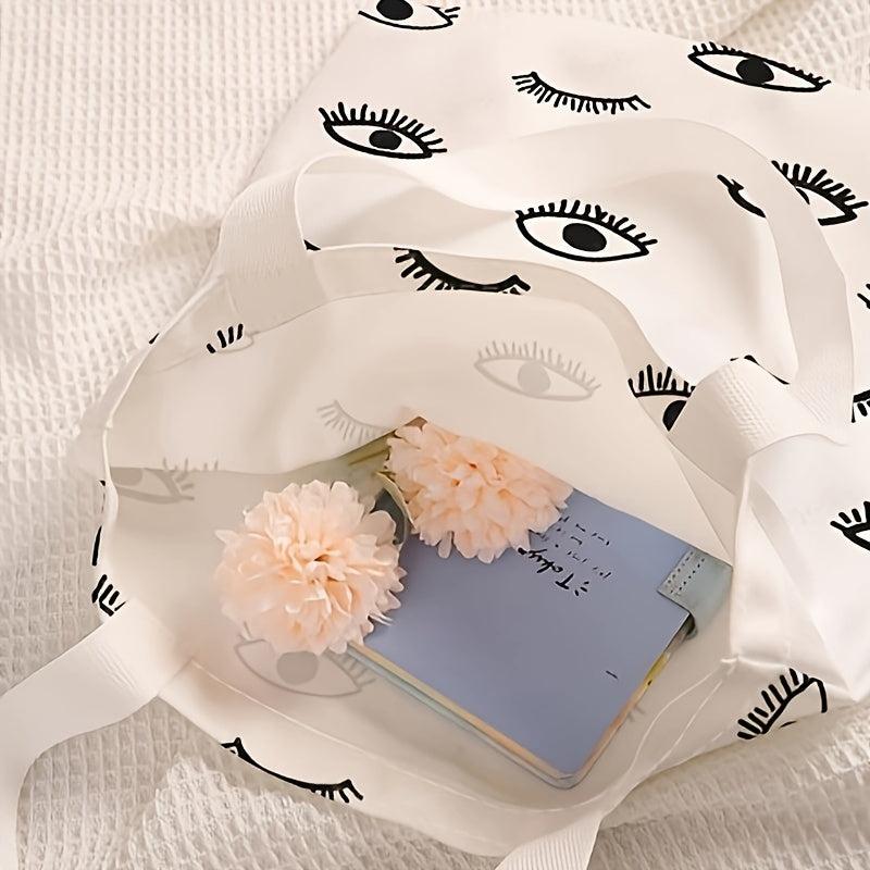 Eyes Print Canvas Tote Bag Large Capacity Shoulder Bag