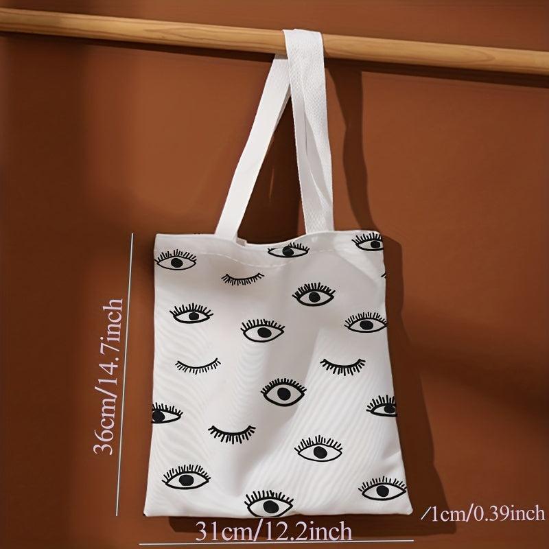 Eyes Print Canvas Tote Bag Large Capacity Shoulder Bag