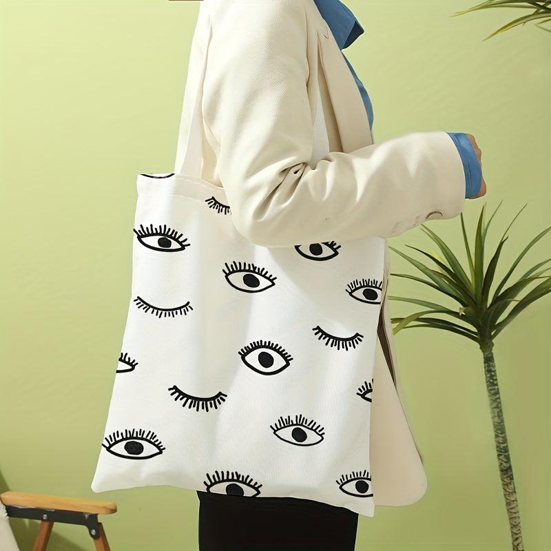 Eyes Print Canvas Tote Bag Large Capacity Shoulder Bag