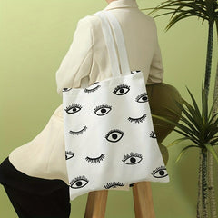 Eyes Print Canvas Tote Bag Large Capacity Shoulder Bag