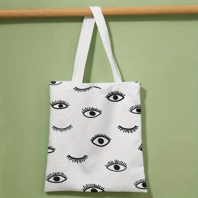Eyes Print Canvas Tote Bag Large Capacity Shoulder Bag