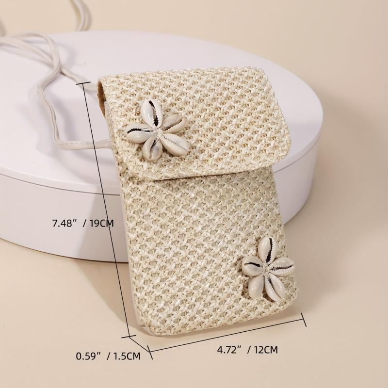 Boho Style Mini Crossbody Bag with Flower Decor Flap Coin Purse