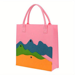 Colorblock Felt Tote Bag Lightweight Handbag