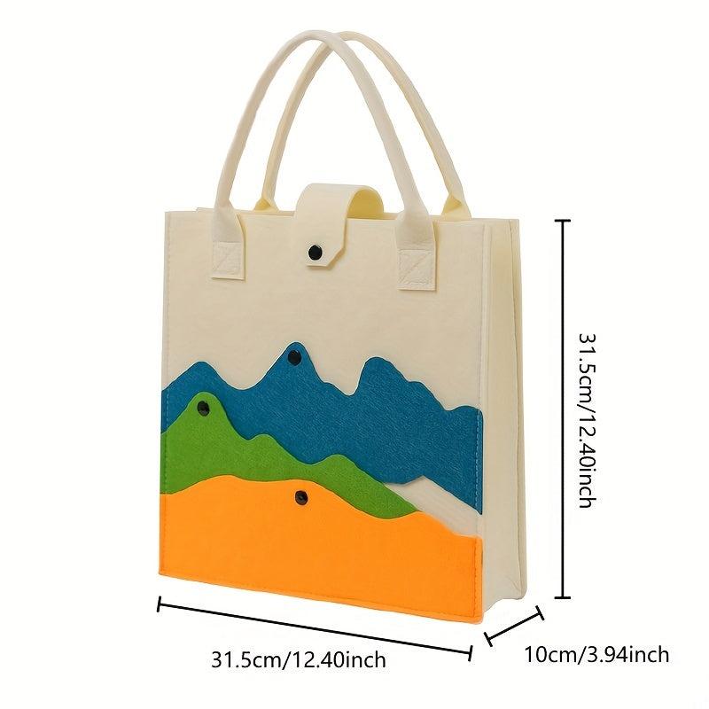 Colorblock Felt Tote Bag Lightweight Handbag