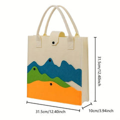 Colorblock Felt Tote Bag Lightweight Handbag