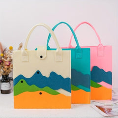 Colorblock Felt Tote Bag Lightweight Handbag