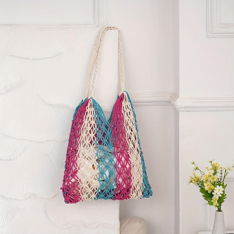 Hollow Woven Hobo Bag Large Capacity Knitted Handbag