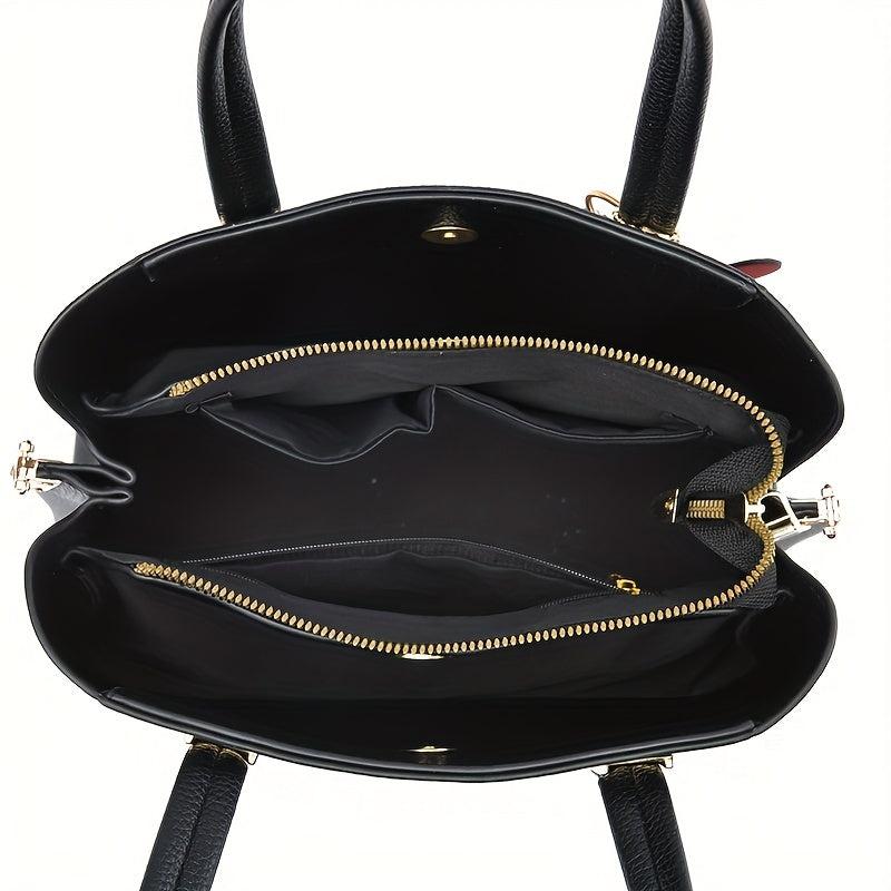 Solid Handbag Storage Satchel Bag With Love Pendant