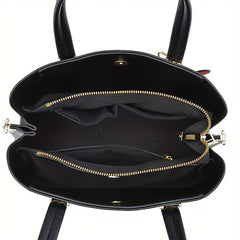 Solid Handbag Storage Satchel Bag With Love Pendant