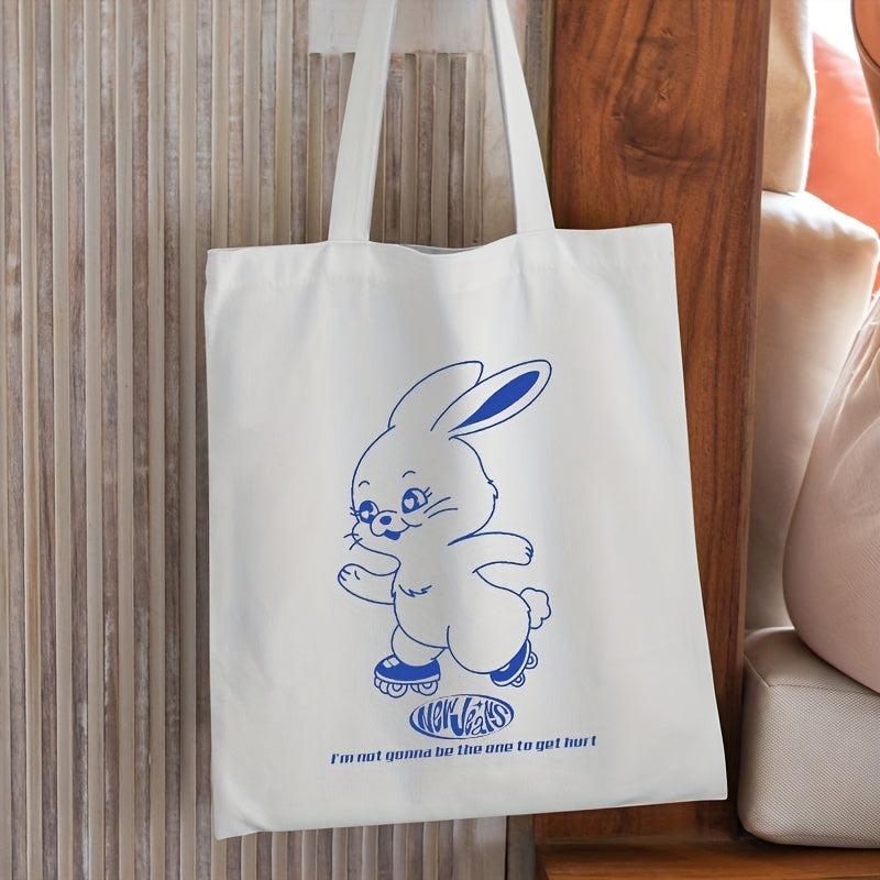 Rabbit Graphic Canvas Shopper Bag Large Tote Bag