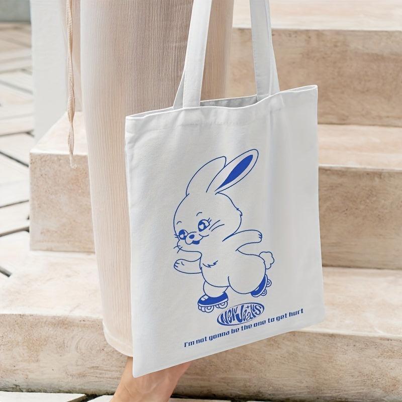 Rabbit Graphic Canvas Shopper Bag Large Tote Bag