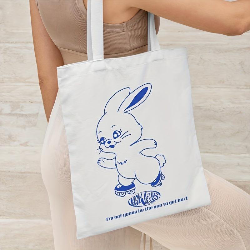 Rabbit Graphic Canvas Shopper Bag Large Tote Bag
