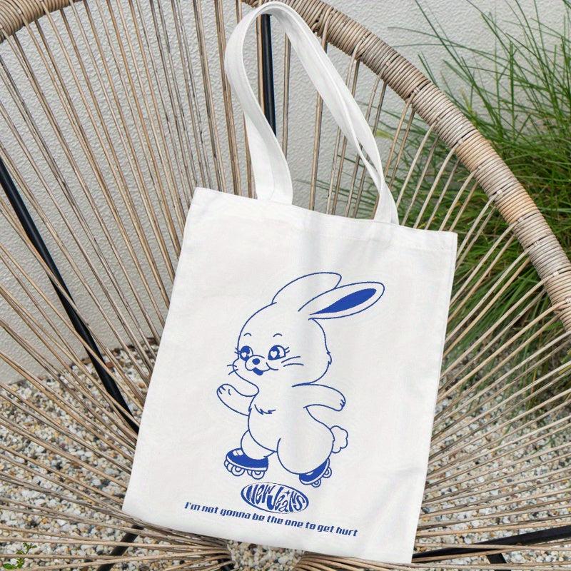 Rabbit Graphic Canvas Shopper Bag Large Tote Bag